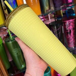 Yellow grid Starbucks cup - new w tags